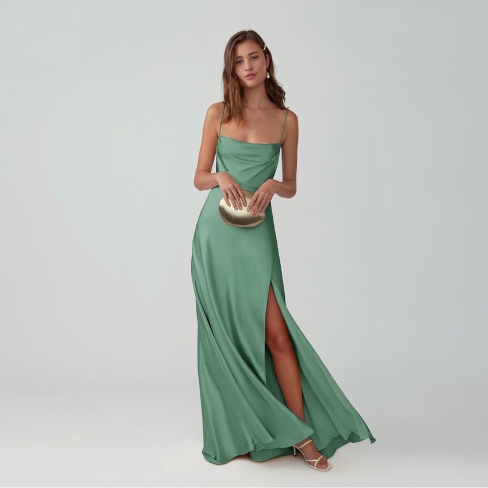 Fame & Partners Satin Sage Dress Size 14